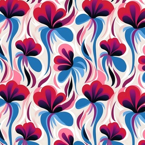 Vibrant Abstract Floral: A Dance of Pink, Blue & Purple Hues