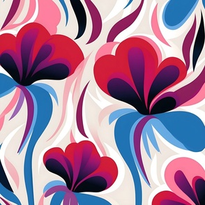 Jumbo Vibrant Abstract Floral: A Dance of Pink, Blue & Purple Hues