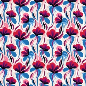Small Vibrant Abstract Floral: A Dance of Pink, Blue & Purple Hues