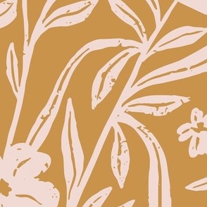 Canadian Meadow in Mustard | Large Version | Bohemian Style Pattern in the Woodlands