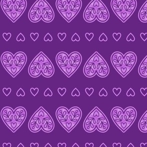 Folk Hearts Stripes - MEDIUM - Bright Purple
