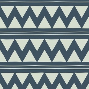Modern Blue Geometric Triangles African Mudcloth