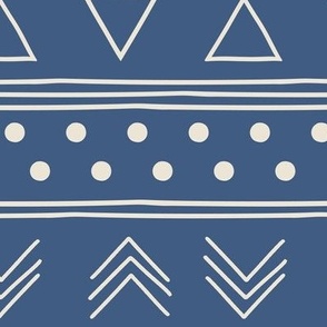 African Mudcloth Blue Modern Geometric 