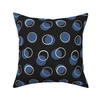 Modern Boho Geometric Circle Blue and Black Polka Dots