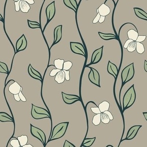White Violets on Taupe • Large Scale