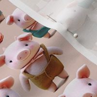 Pigs Felt Pink - Small Print
