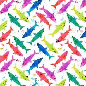 bright and cute watercolor sharks 4in