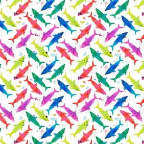 bright and cute watercolor sharks 8in