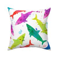 bright and cute watercolor sharks 24 inch