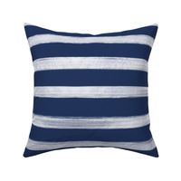 Classic Navy Blue and White Painted Horizontal Stripes