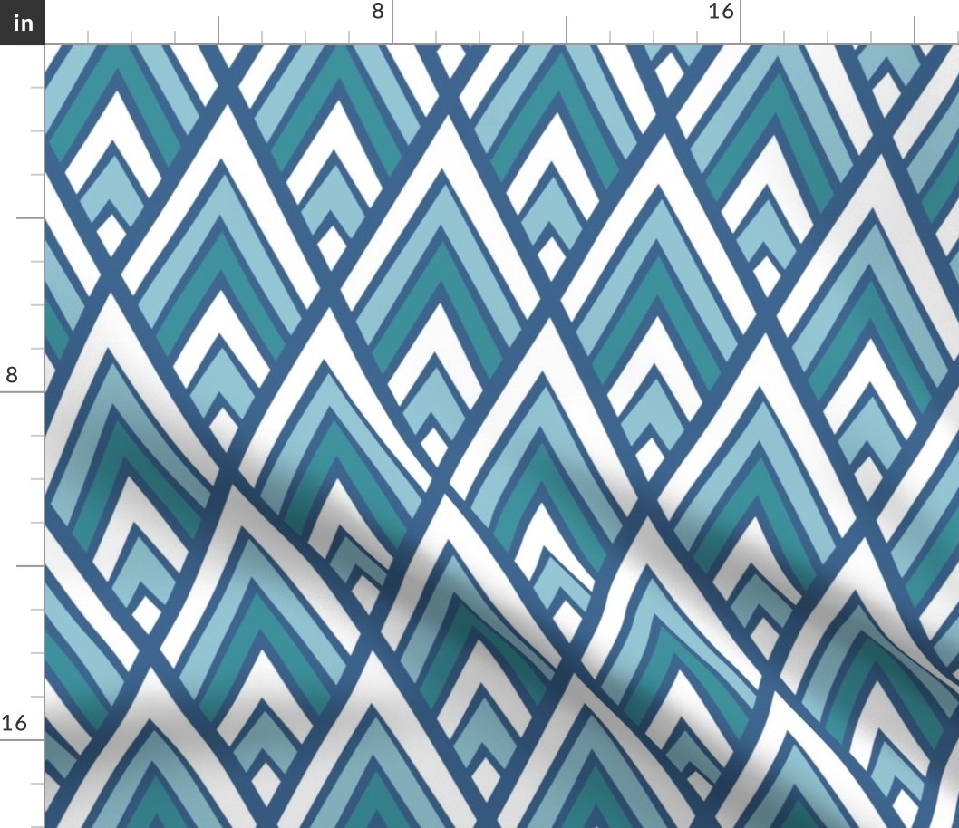 Bold Geometric Peaks - Teal and Robins Egg Blue - Large Scale