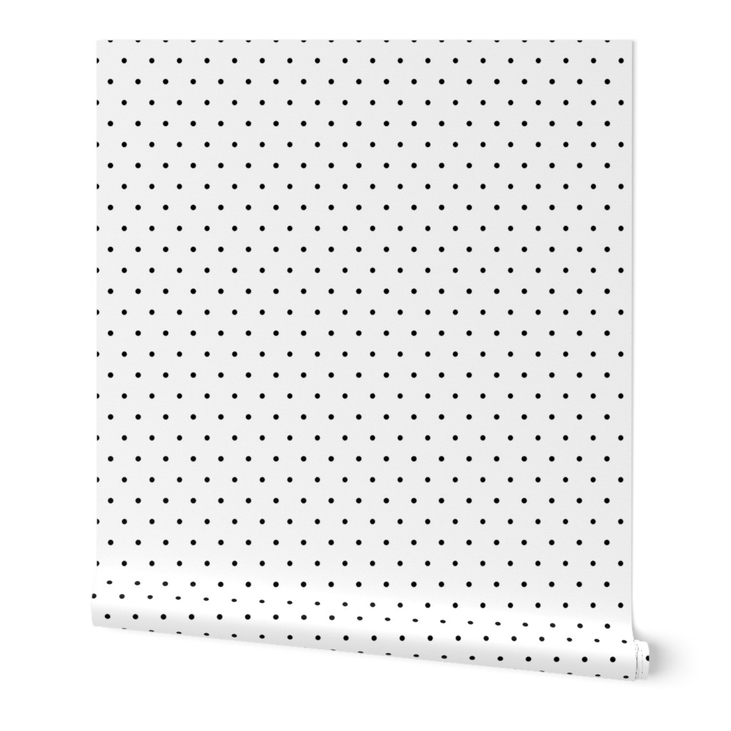 Black on White  Polka Dots in Diagonal Diamond- Shaped Rows