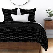 White on Black Polka Dots in Diagonal Diamond- Shaped Rows