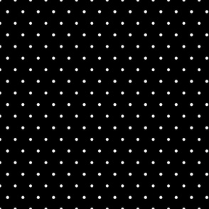 White on Black Polka Dots in Diagonal Diamond- Shaped Rows