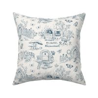 Fairy Woodland Toile - Blue and Ivory