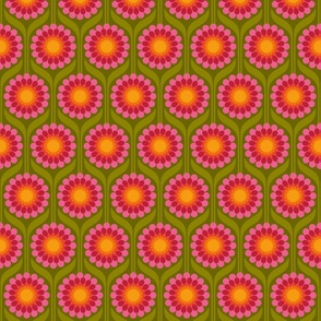 Zinnia Vibes - Vintage Green and Pink - Small