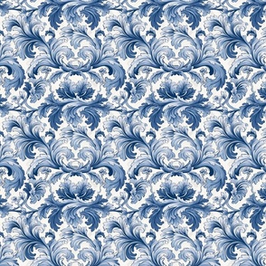 Blue and White Acanthus Damask