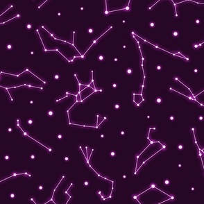 Night Sky Constellations in Pink