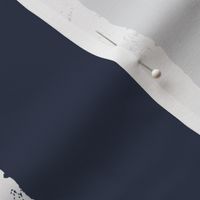 Dark Navy Blue and Platinum White - Textured Vertical Stripe- LARGE