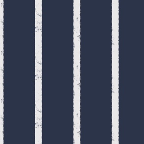 Dark Navy Blue and Platinum White - Textured Vertical Stripe- LARGE