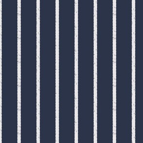 Dark Navy Blue and Platinum White - Textured Vertical Stripe- Medium