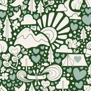 Wilderness Love - Forest and Sage Green - Jumbo Scale