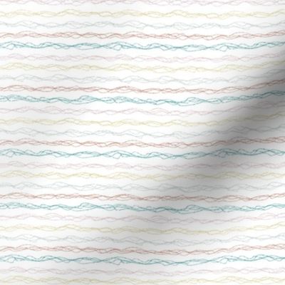 Abstract pencil sketch curvy lines in teal - mini