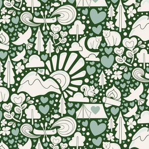 Wilderness Love - Forest and Sage Green - Medium Scale