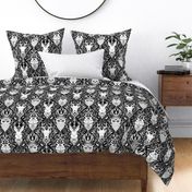 Animals in the forest Black and white - home decor - bedding - wallpaper - curtains - fall - vintage - classic 