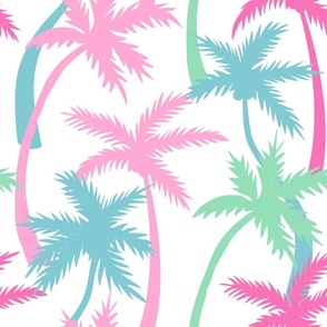 Tropical Palm Trees Pink Blue Green Aqua