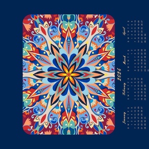 2024 Calendar Colorful Mandala