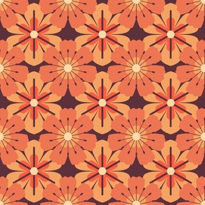 70s retro geometric flower print