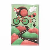 Cycling tour with cool cat 2024 calendar, wall hanging and tea towel