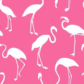 Flamingos White on Pink