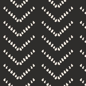 monochrome black and off white - geometric brushstroke texture boho tribal chevron -large