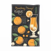 Festive Orange Cranberry Cocktail recipe tea towel black