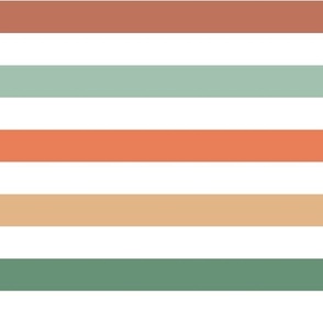 Green Sage Orange Brown Yellow White Stripes