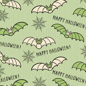 Green-beige-flying-Halloween-bats-on-a-soft-vintage-green-background-with-cobwebs-and-lines-L-large