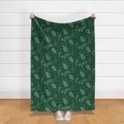 Boho Dark Forest  Green Paisley - Large Scale