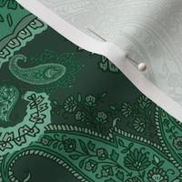 Boho Dark Forest  Green Paisley - Large Scale