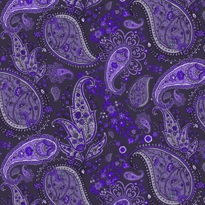 Boho Dark Purple Jewel Toned Paisley - Large Scale