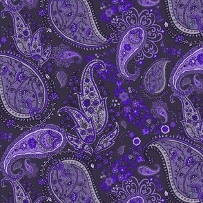 Boho Dark Purple Jewel Toned Paisley - Small Scale