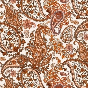 Boho Paisley in Warm Autumn Earth Tones // Brown, Orange - Small Scale