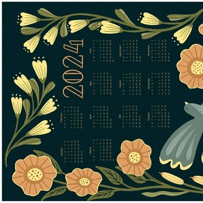 2024 calendar bird floral