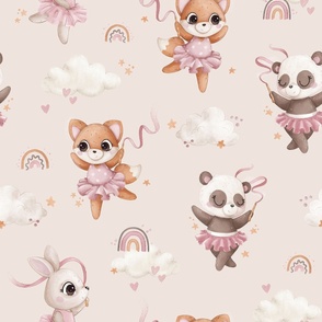 Paws and Pirouettes - WALLPAPER - beige