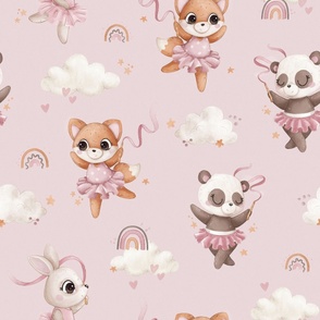 Paws and Pirouettes - WALLPAPER - pink