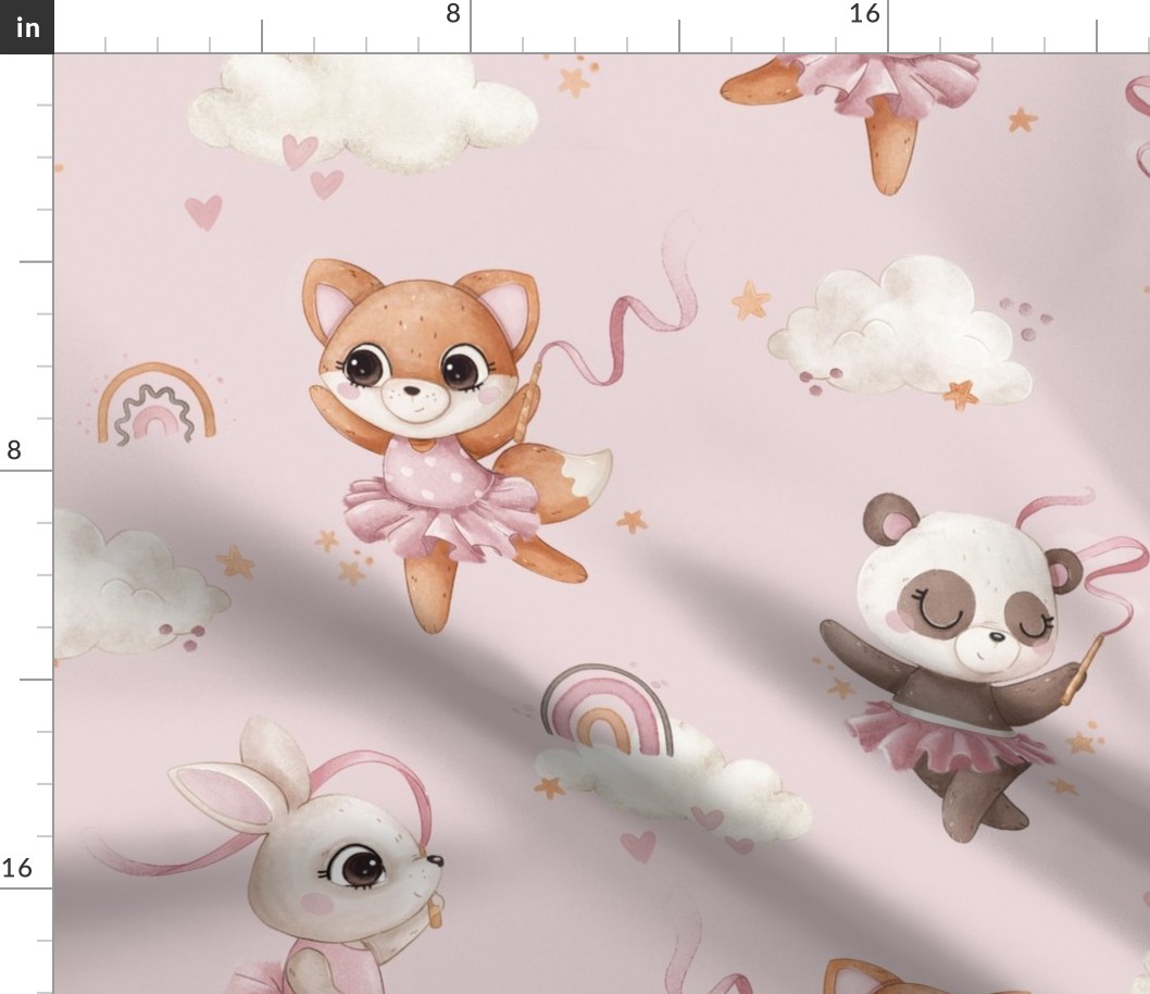 Paws and Pirouettes - WALLPAPER - pink