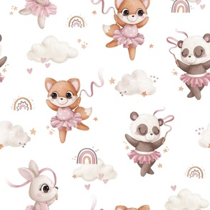 Paws and Pirouettes - WALLPAPER - white