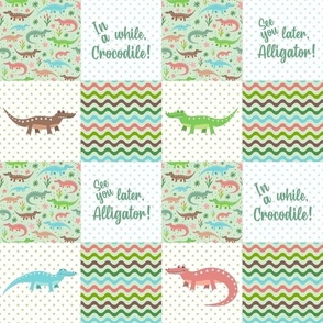 Smaller Patchwork 3" Squares See You Later, Alligator! In a While, Crocodile! Nursery for Cheater Quilt or Blanket