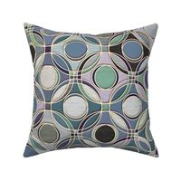 Textured Circles Geometric Abstract in Calm Cool Colors Large
